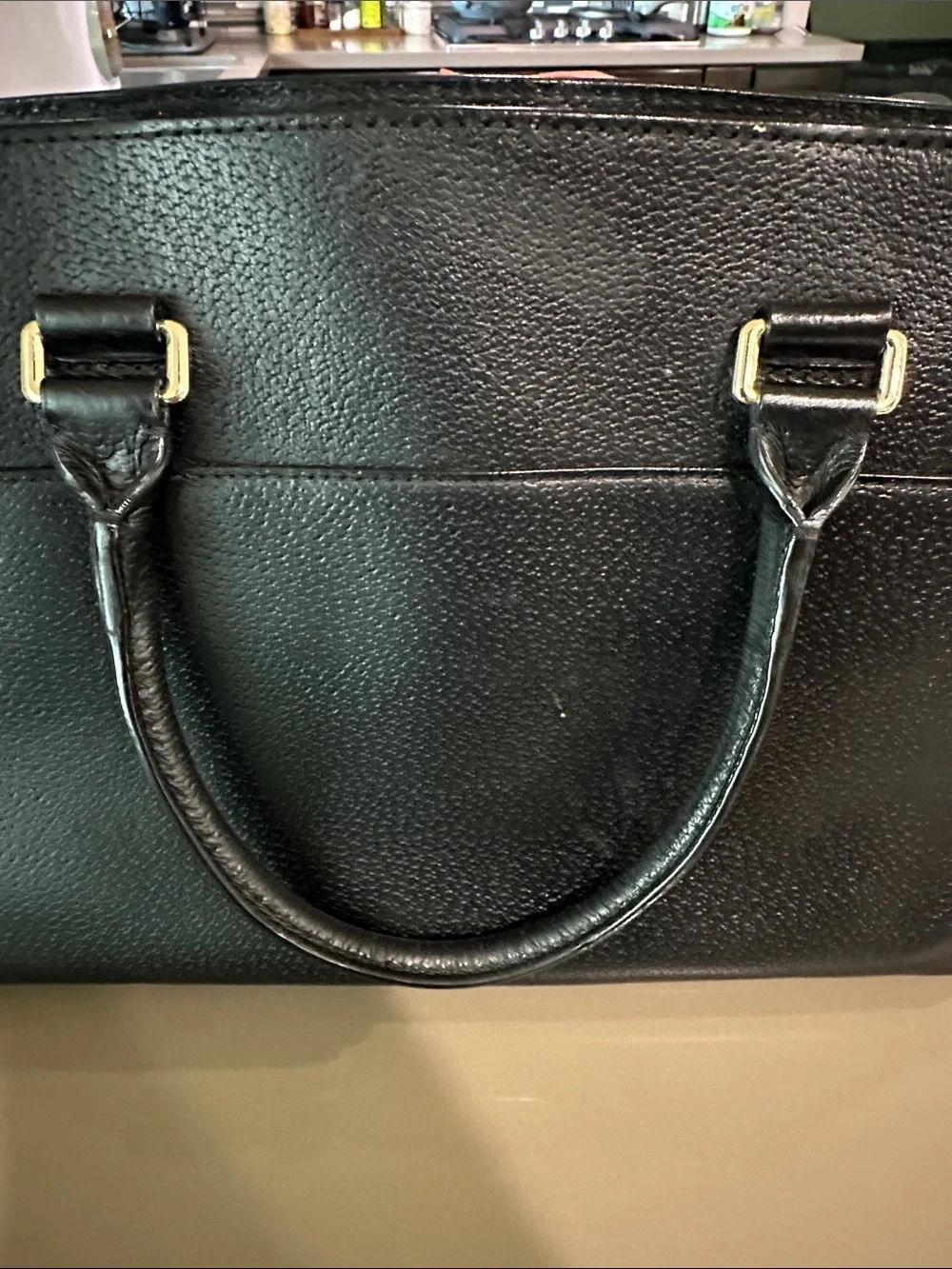 Kate Spade Classic Black Leather Tote Bag - Structured Top-Handle